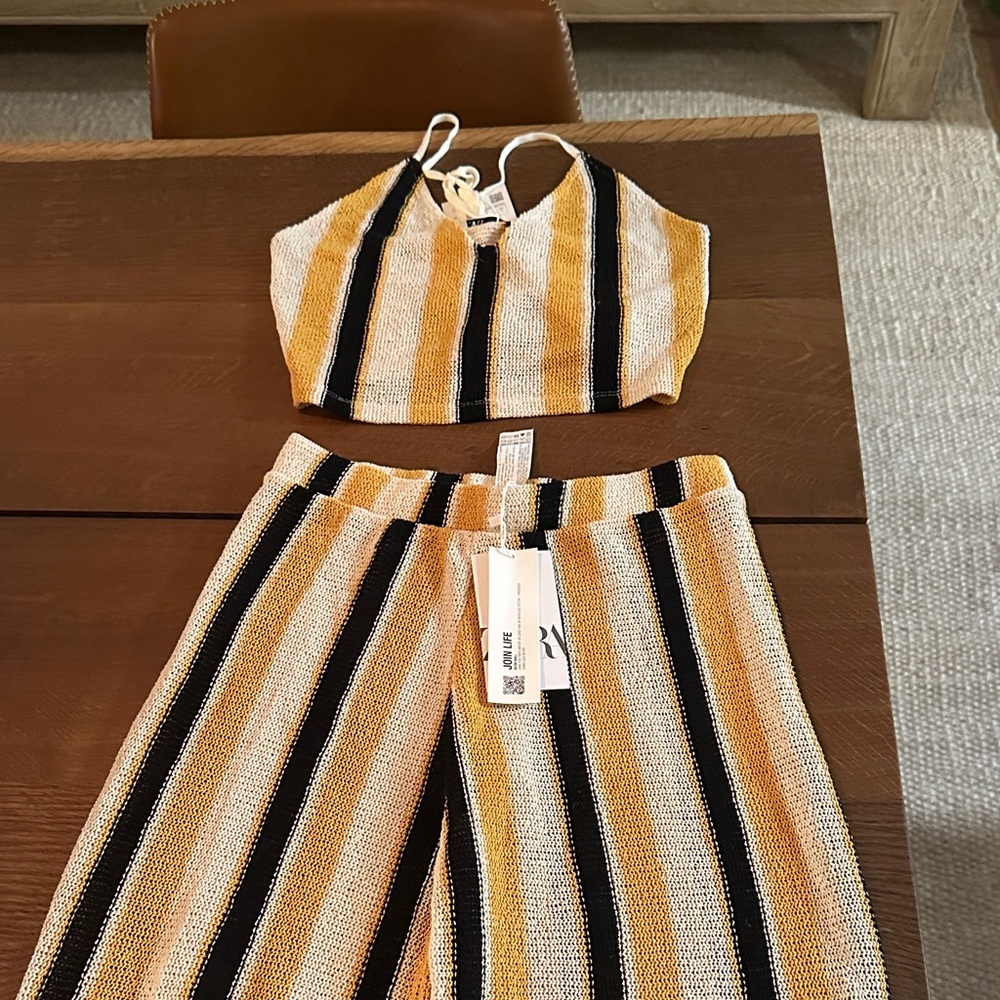 Zara Striped Yellow and Black Knit Set